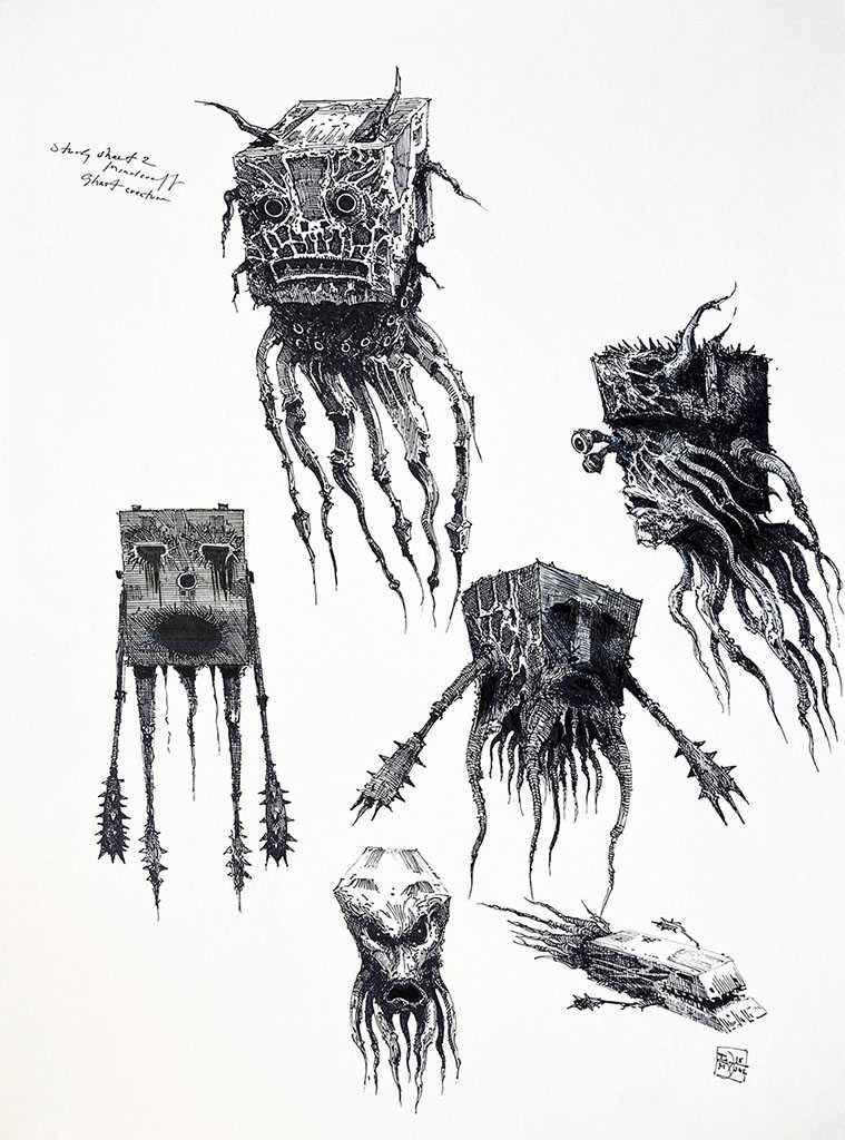 Ghast study sheet 2 Ian Miller Fantasy Art Ink on paper  16.5 x 23.5 inches (15 x 23 cm) 